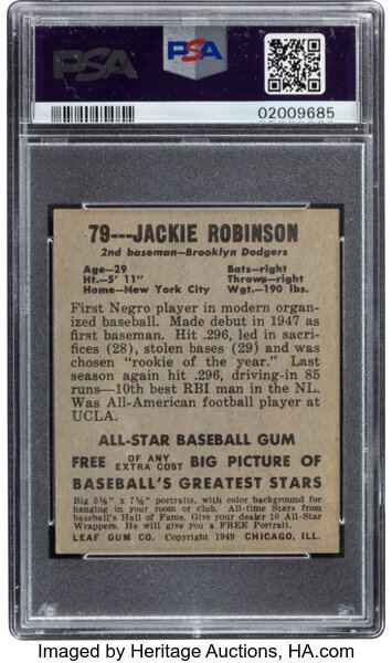 1948-49 Leaf Jackie Robinson #79 back