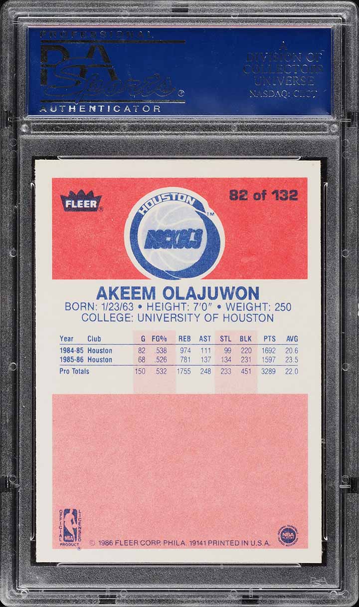 1986-87 Fleer Akeem Olajuwon #82 front