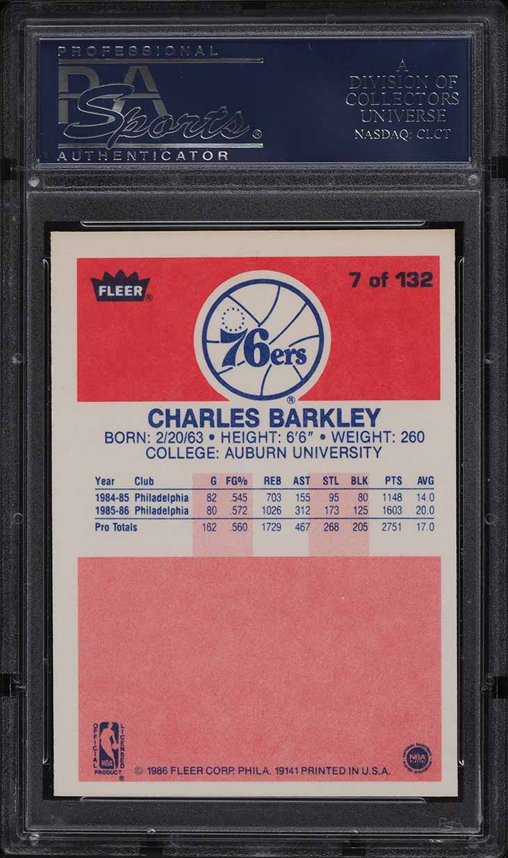 1986-87 Fleer Charles Barkley #7 back