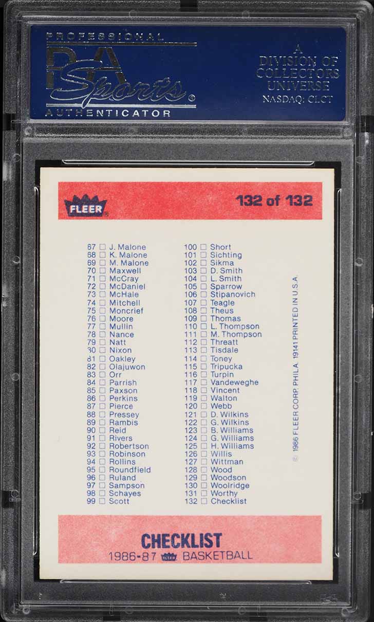 1986-87 Fleer Checklist #132 back