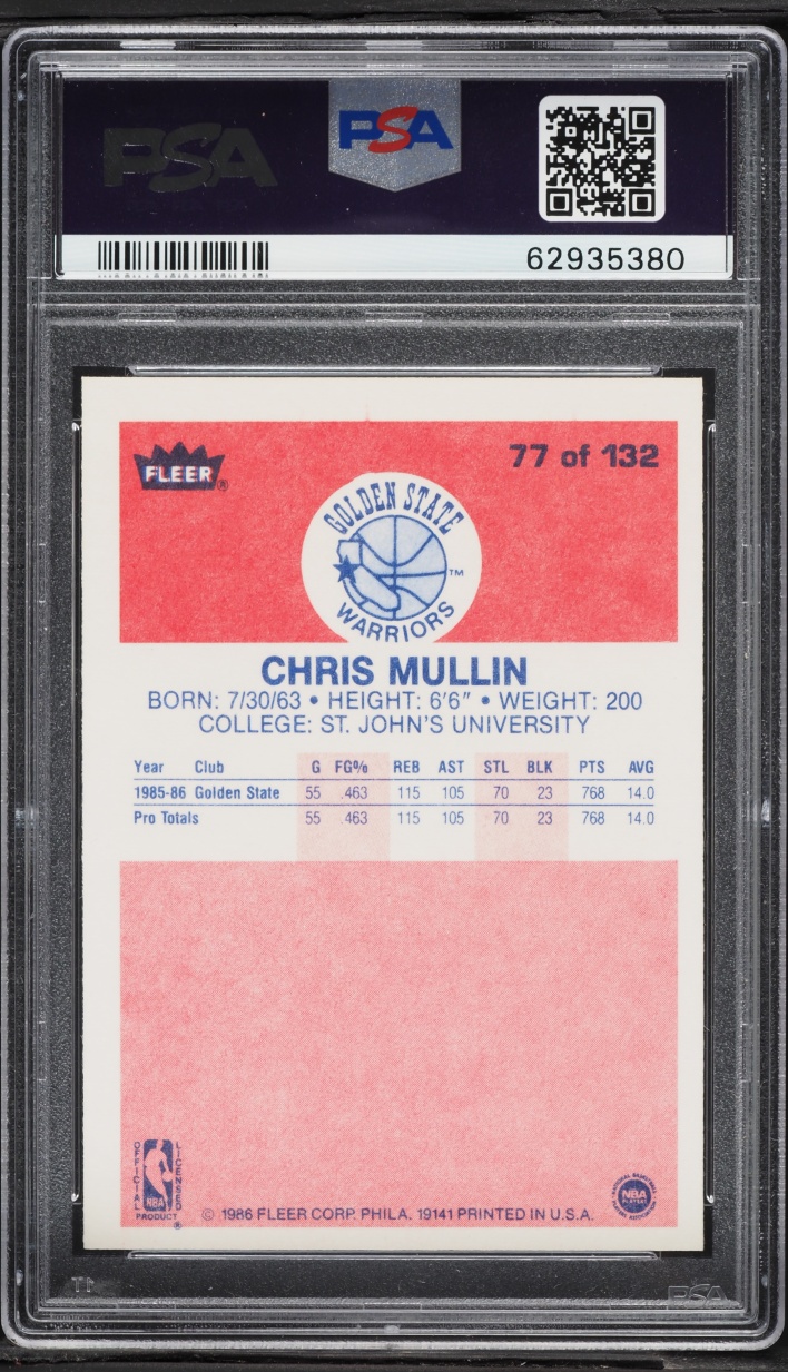 1986-87 Fleer Chris Mullin #77 back