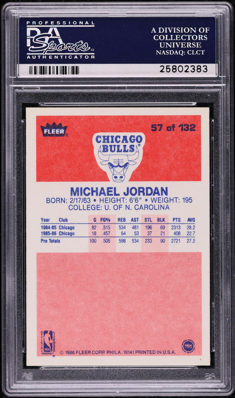 1986-87 Fleer Michael Jordan #57 back