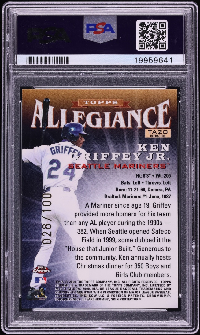 2000 Topps Chrome Allegiance Ken Griffey Jr. #TA20 Refractor back